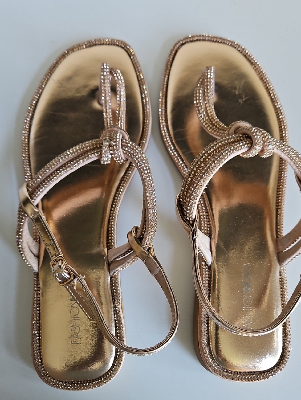 Embellished Sandals - Rose Gold
